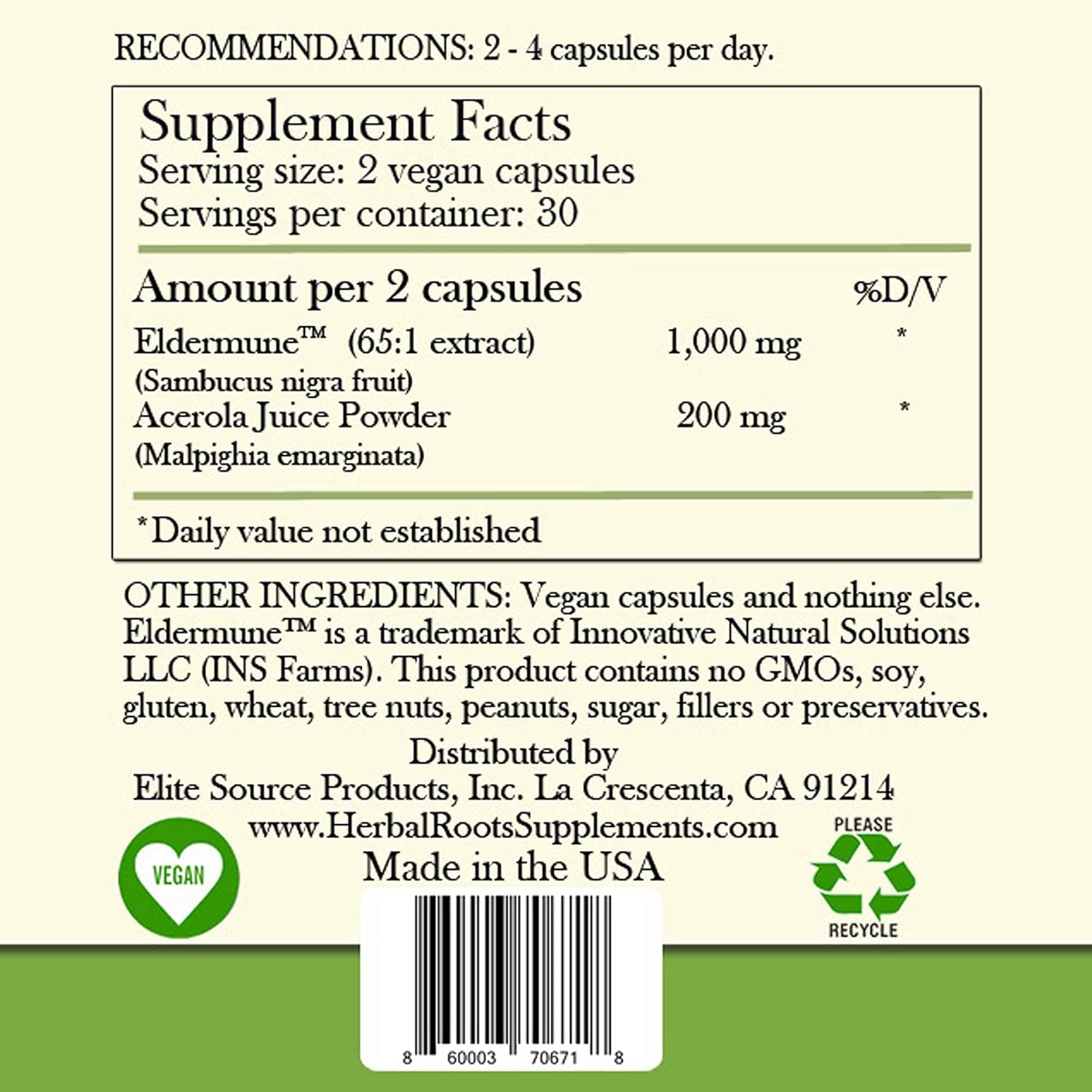 Herbal Roots Eldermune™ Elderberry - 65X Concentrated Immune Support - Made with Elderberries Sambucus Negras - Equivalent to 65,000mg of Fresh Elderberry per Serving : Health & Household