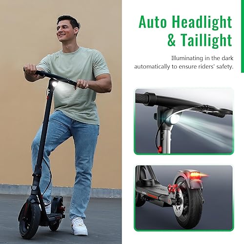 Miniatura 4 de SISIGAD Scooter eléctrico para adultos, neumáticos sólidos de 10 pulgadas, motor de 350 W, pico de 500 W, velocidad máxima de 20 Mph, alcance de