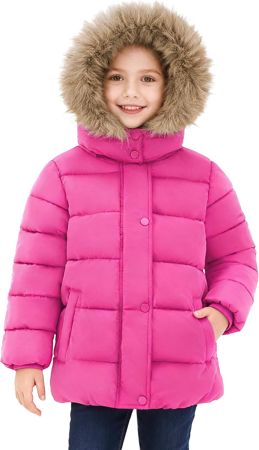 XMWEALTHY Kids Girls Boys Winter Coat with Removable Hood Toddler Warm Puffer Jacket