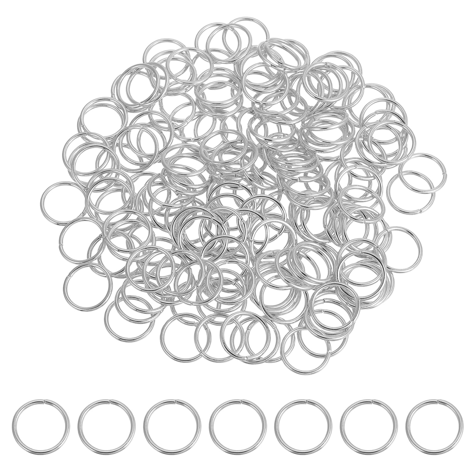 sourcing map 200 Pcs Open Jump Rings, 16mm Split Metal O Ring 1.5mm Thick Keychains Connector Ring for Jewelry Making DIY Necklaces Bracelet Earrings Craft Making, Bright White โ image 1