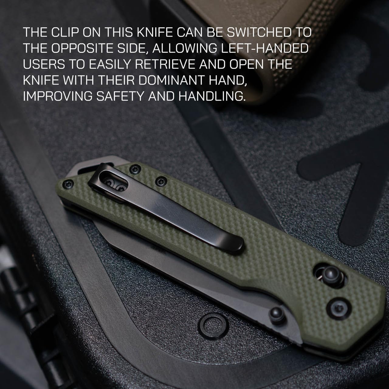 704 Gear Fang EDC Folding Pocket Knife | 3.22" Tanto Blade, D2 Steel, G10 Handle, Crossbar Lock, Reversible Pocket Clip | Black