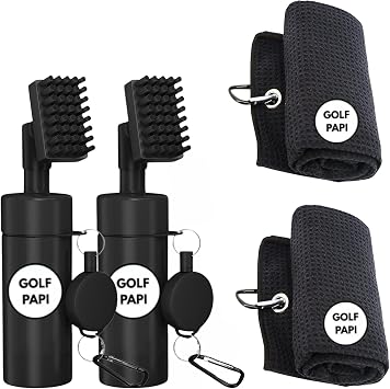 Golf Club Cleaner Brush Kit Golf Club Cleaning Accessories Include Spray Bottles, Towels, Brush Covers & Retractable Clips Must-Have Golf Gifts for Clean Shots 1 & 2 Pack