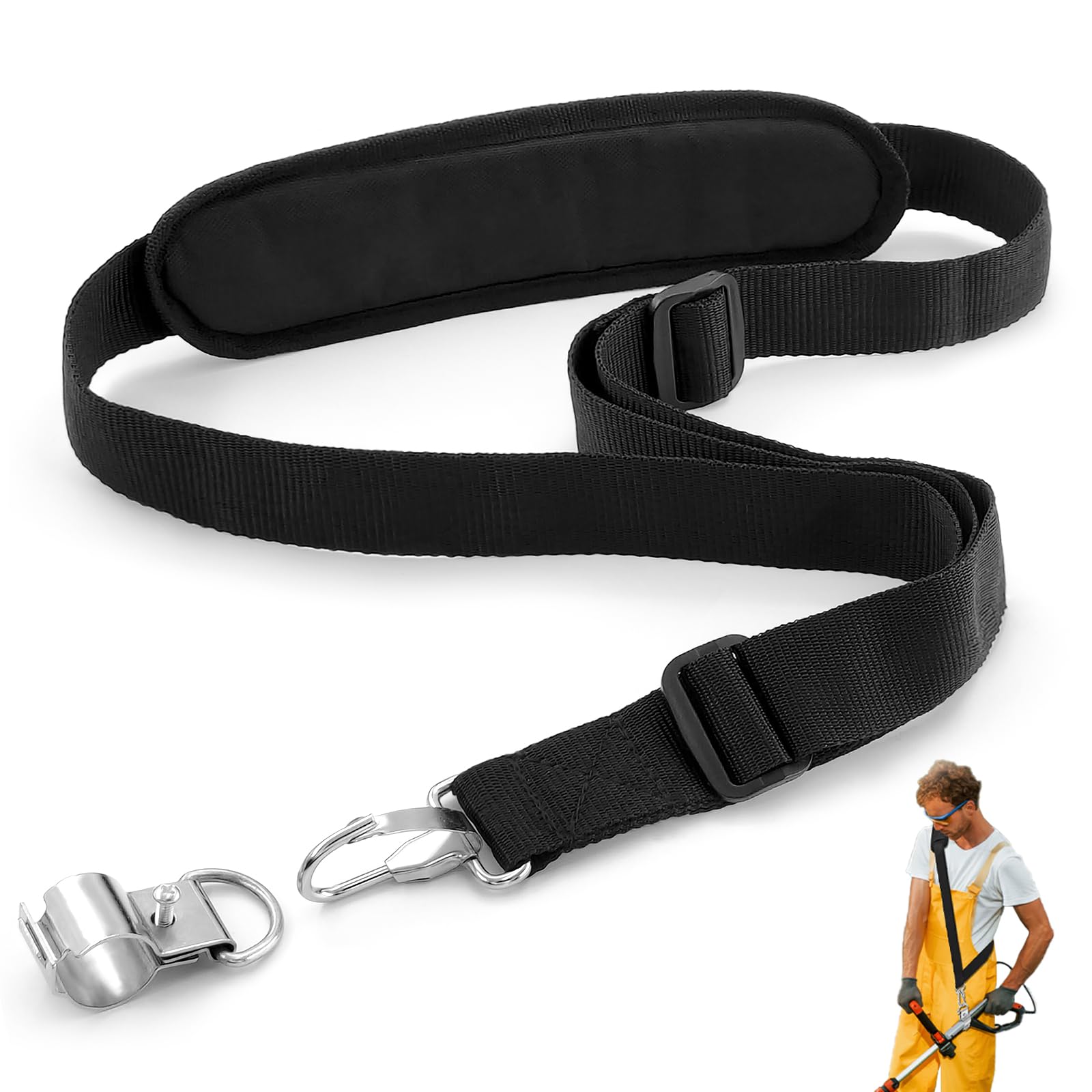 Arnés de Desbrozadora, Correa de Hombro para Motorsense Recortadora de Nylon, Arnés de Cortacésped Ajustable (Negro)