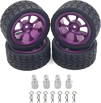 RC Cars Spare Parts Compatible with MJX for Hyper Go 14301 14303 1/14 Remote Control Car Modification Upgrade Spare Parts Metal Wheel Hub Tire with Connector