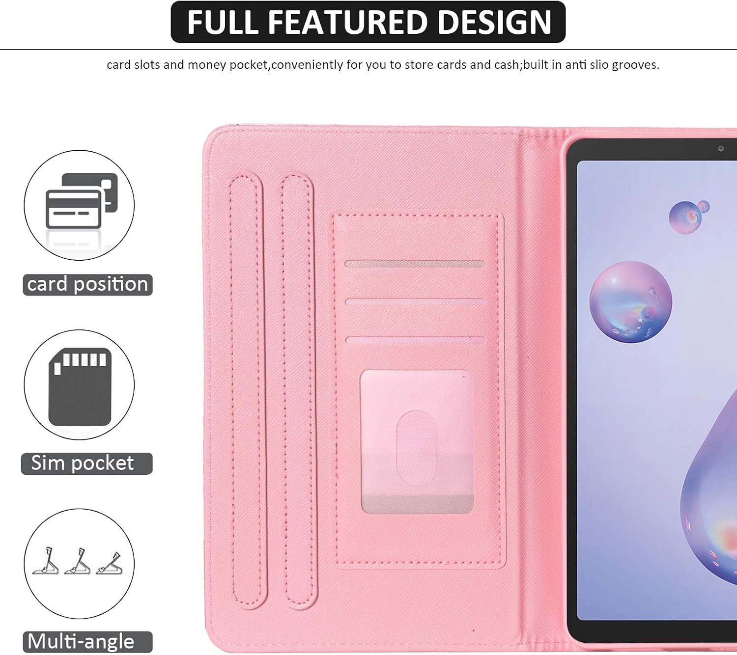 Galaxy Tab A 8.4 2020 Case, SM-T307 Case, Dteck Slim Folio Stand Premium PU Leather Case with Card Holders Protective Cover for Samsung Galaxy Tab A 8.4 Inch Tablet 2020 Release, Happy Cat