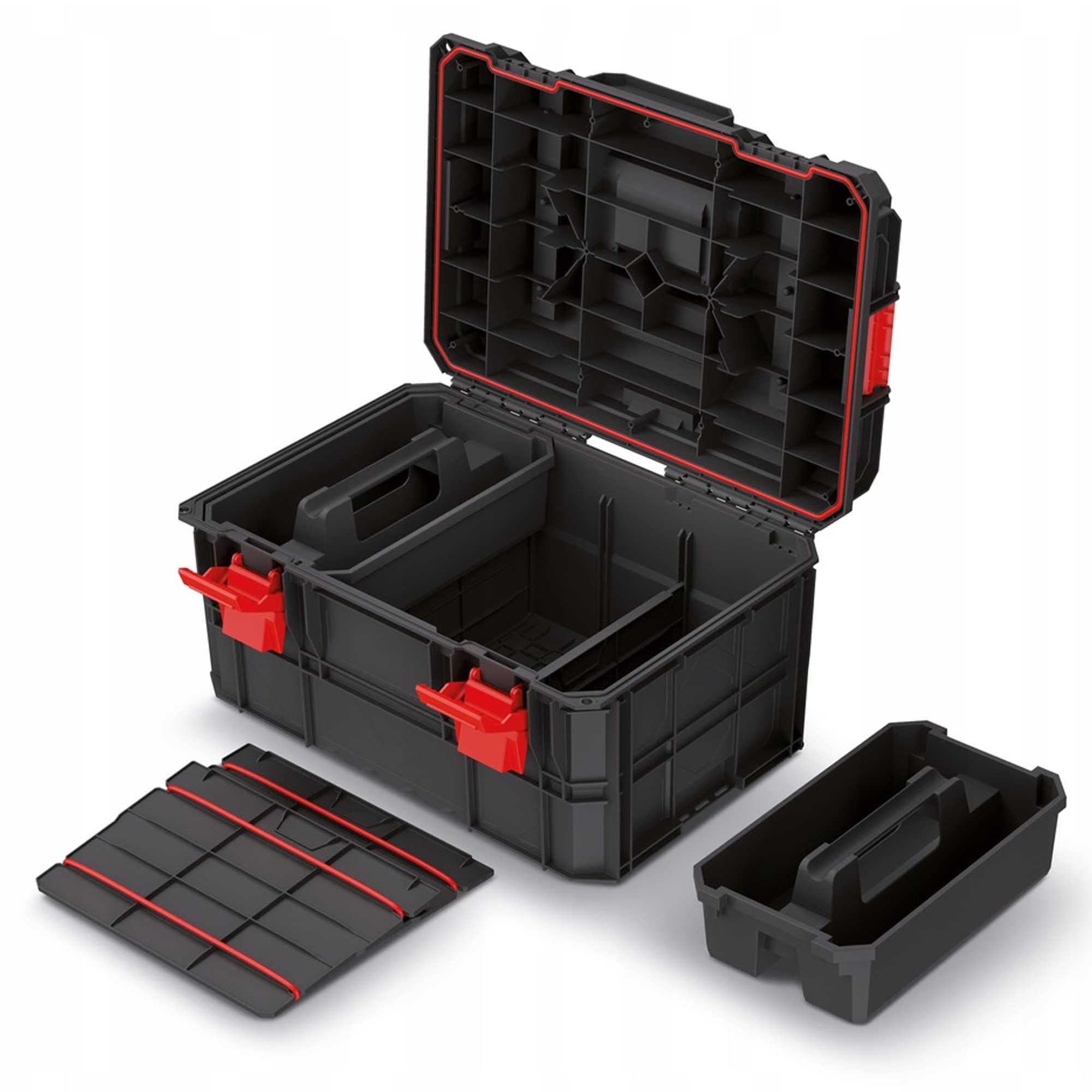 Cassetta degli attrezzi in plastica, con divisori, portata fino a 120 kg, modulare X-LOG 546 x 380 x 307 mm