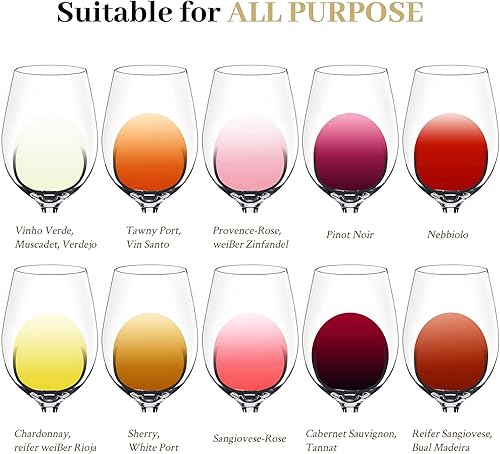 Miniatura 6 de JBHO Juego de 4 copas de champán, elegantes copas, copas de vino blanco y tinto, caja de regalo, copas de champán sopladas a mano, 100% sin plomo,