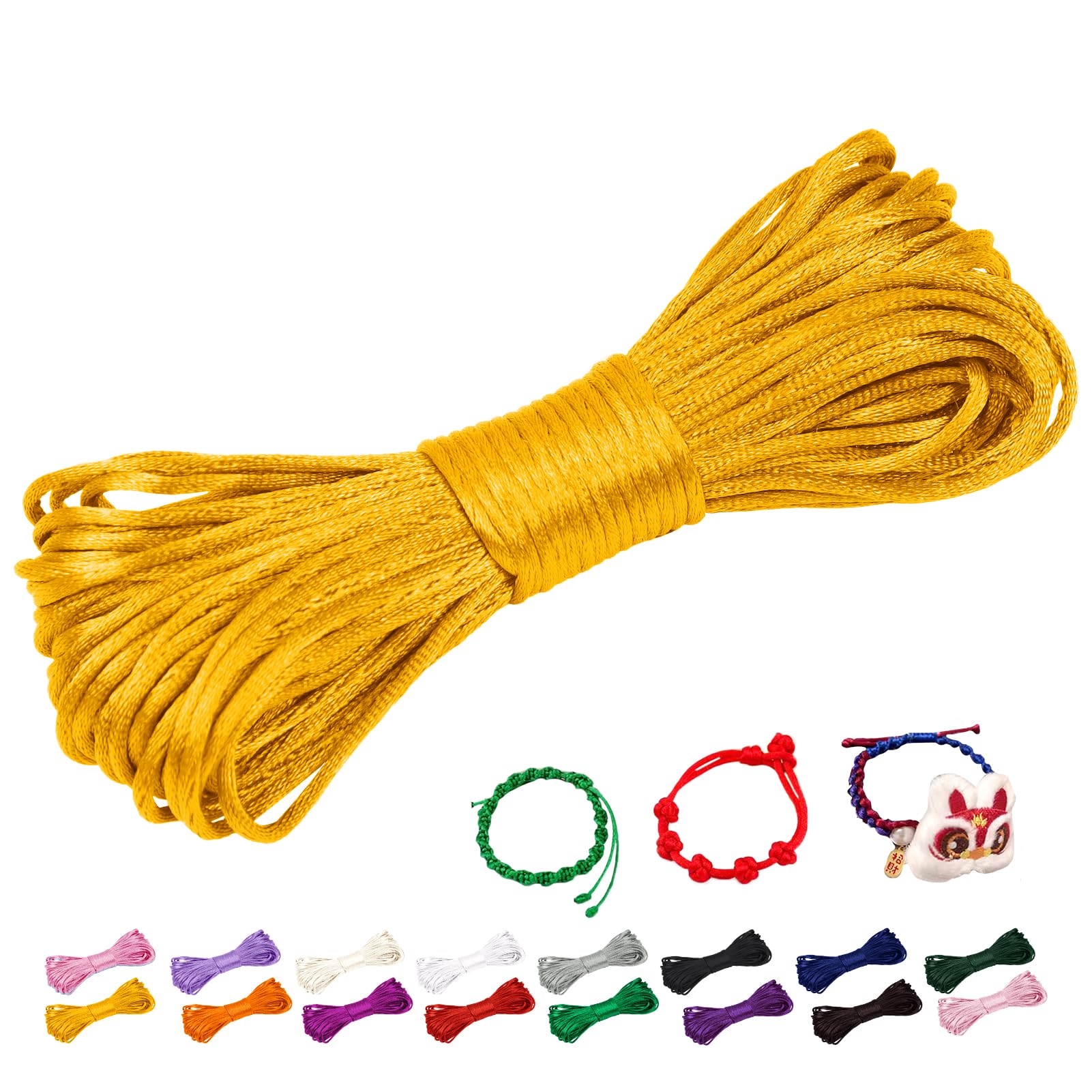 12 Filo Nylon Per Braccialetti - 1.5mm, 20m Ciascuno, Colori Assortiti