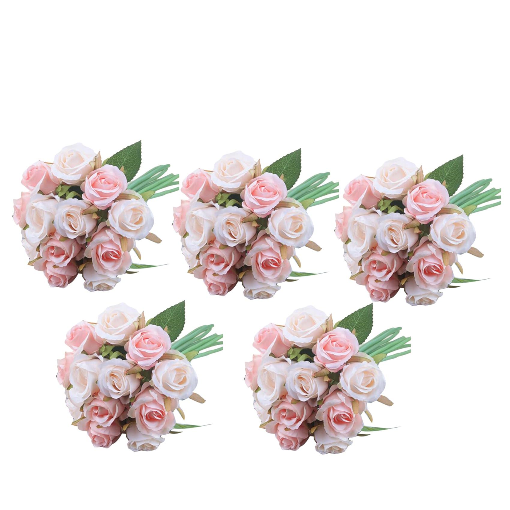 Hndhbfgrt 60pcs/Lots Artificial Rose Flowers Wedding Bouquet Thai Royal Rose Silk Flowers Home Decoratio（Champagne）