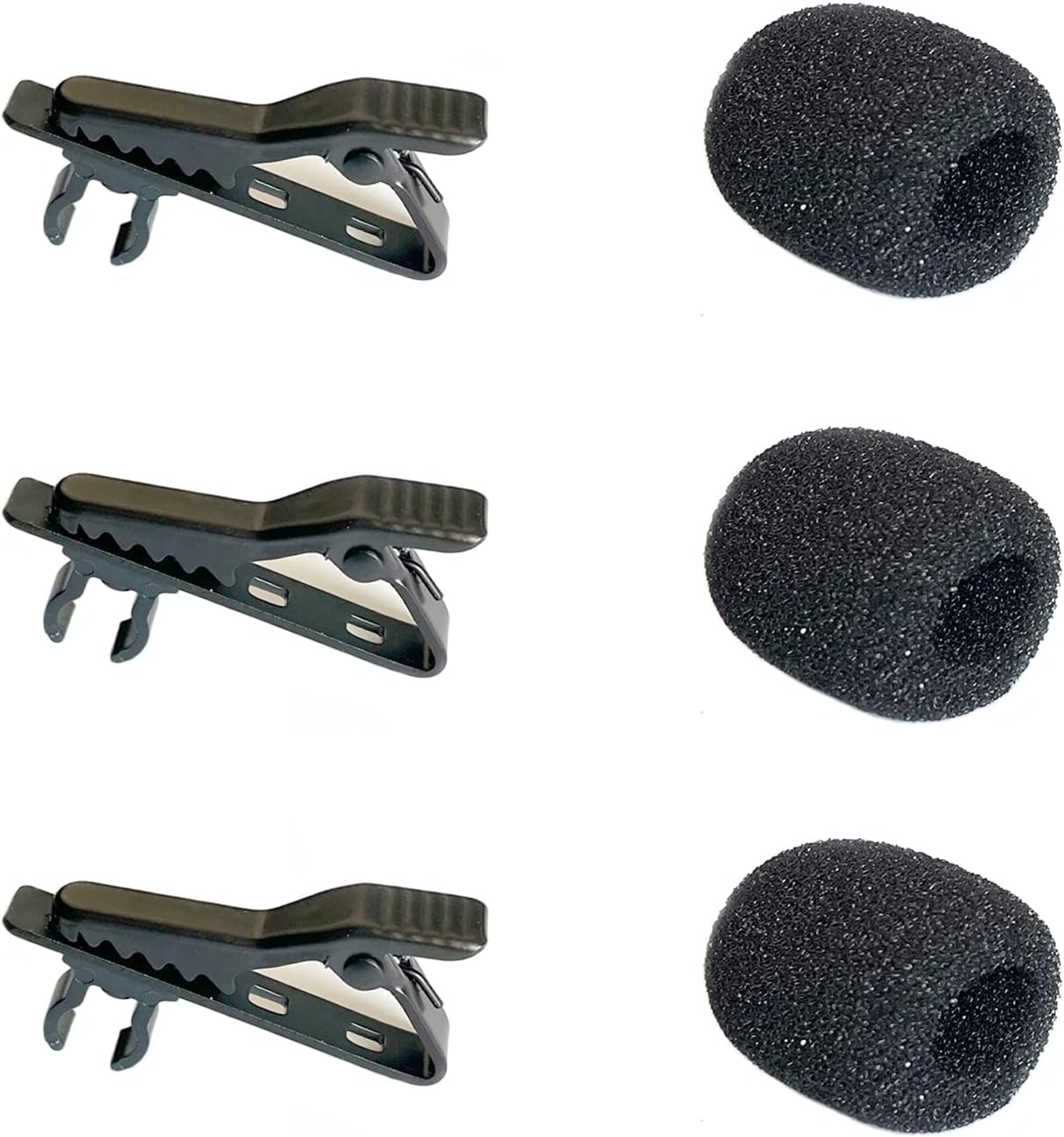 Luwigs 3pcs Lavalier Microphone Metal Tie Clips with 3pcs Lapel Mic Windscreen Foam Covers, Lapel Microphone Replacement Kit, Metal Lapel Mic Clips Sponge Cover Kit (6 Pack, 6mm)