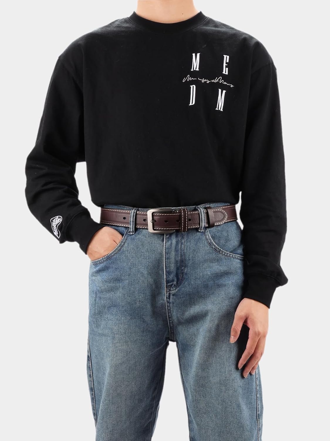 Mens Belts Full Grain Leather Real Italian Material Western Cowboy Belt 1.5 Wide Casual Jean Belt Gift Box Packaging - Image 5