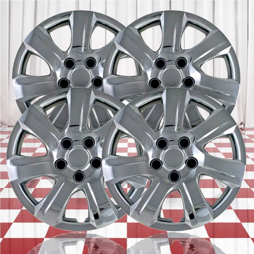 Brighter Design Set of 4 16" Pushon Chrome Hubcaps for