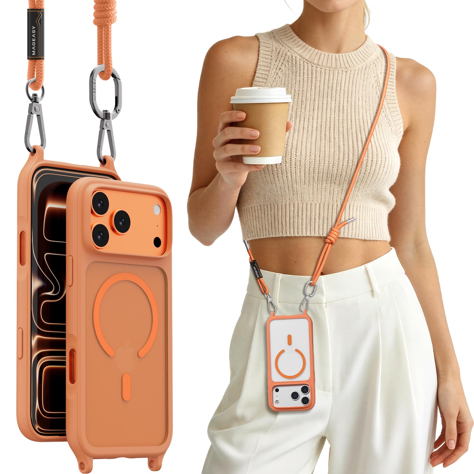 Amazon.com: MAGEASY Roam MagSafe Crossbody iPhone Case with