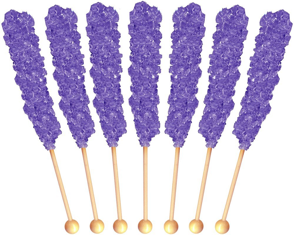 Buffalo Bills Grape (Purple) Rock Candy On A Stick (36-ct tub purple rock candy crystal sticks)