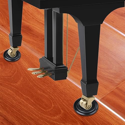 Miniatura 5 de Copas de madera maciza para piano de cola, juego de 3 ruedas de piano, protectores de suelo para patas de piano, almohadillas de protección con