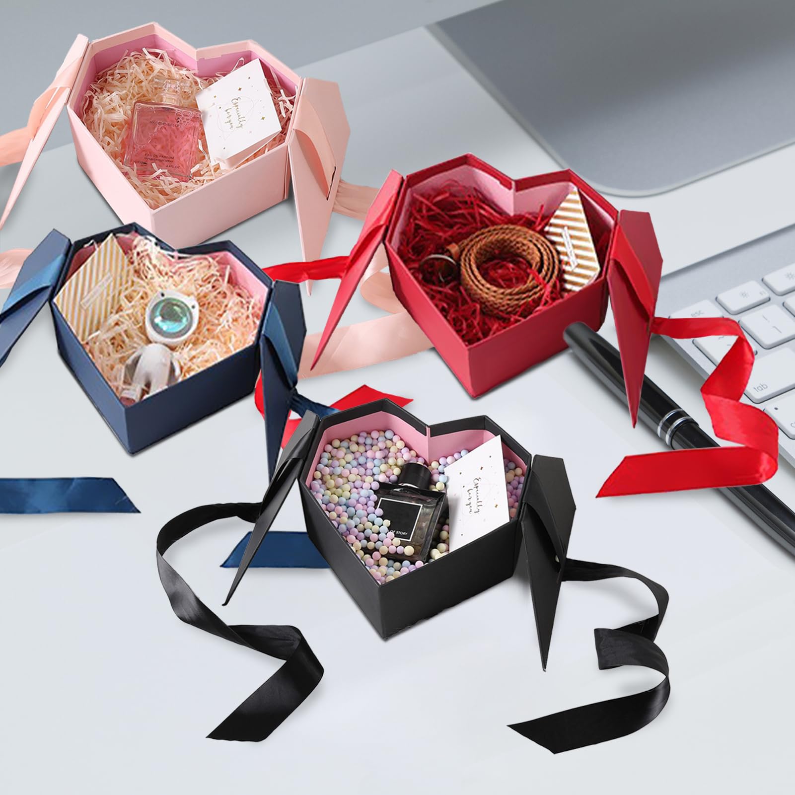 Epakh 4 scatole regalo di Natale con coperchio, scatole regalo di