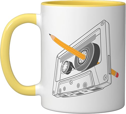 Miniatura 9 de Vintage Rewind Funny 80s 90s Cassette Pencil Regalo Hombres Mujeres Taza de Cerámica Rojo/Blanco