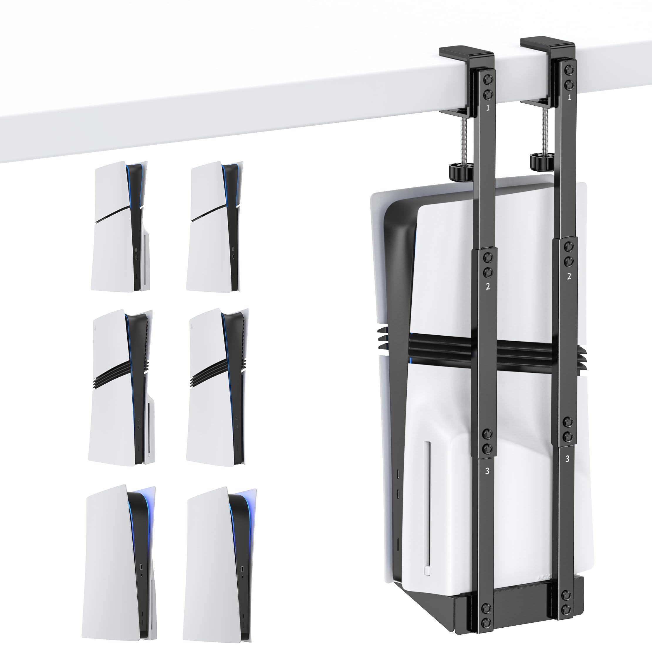 PS5 Supporto Sotto la Scrivania Verticale per P5/Slim/Pro, Accessori Salvaspazio per Playstation 5 Disc & Digital