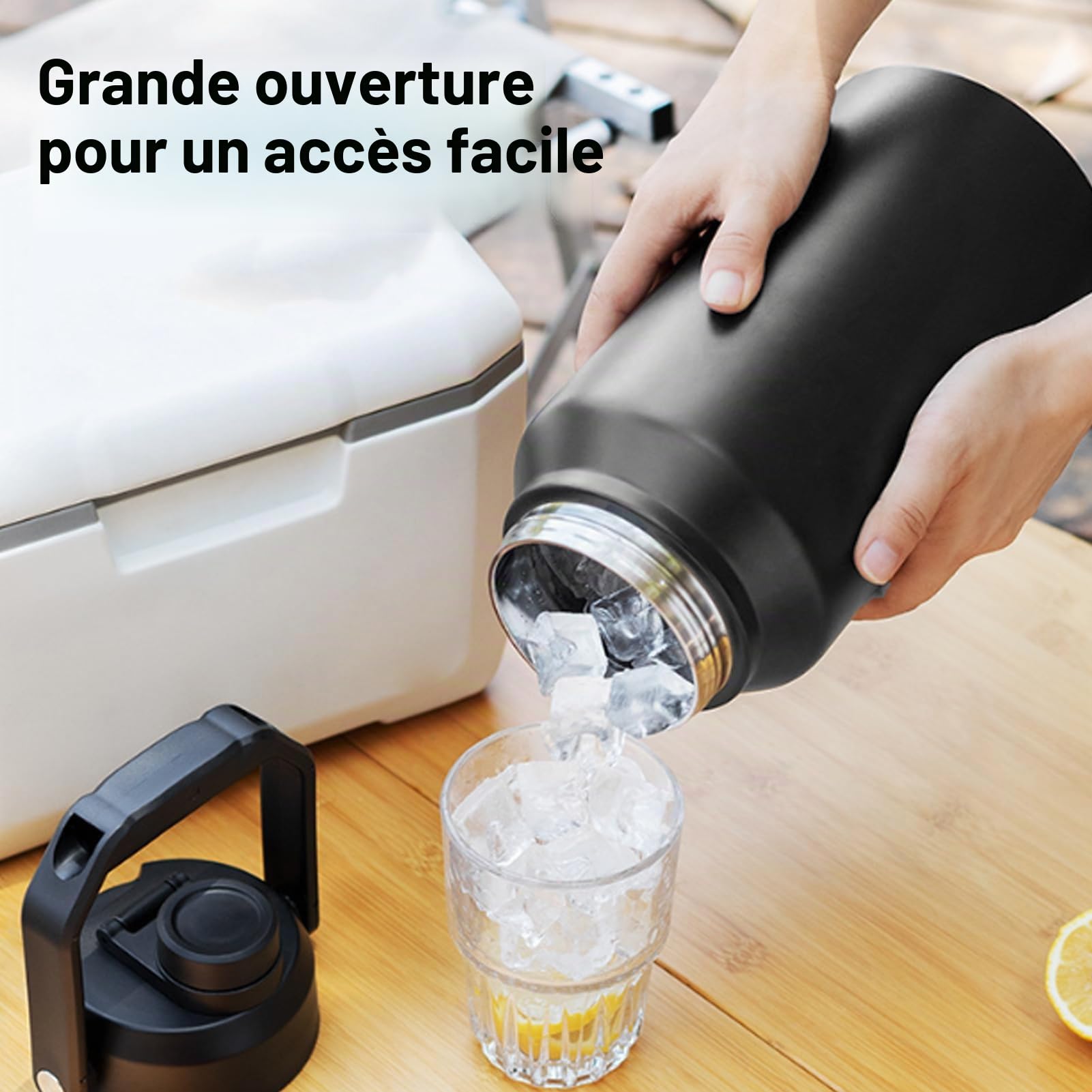 Bouteille D'eau Isotherme 3L avec Technologie Triple Isolation, Garde au Chaud 24h et au Froid 48h, en Acier Inoxydable 316, pour les Voyages, le Sport et la Salle de Sport (BLACK)
