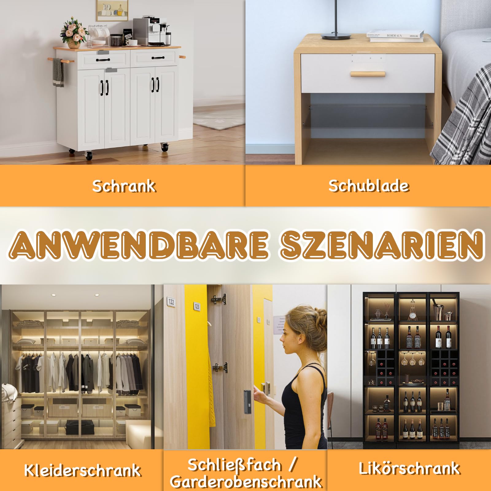 Anweller Smart Schubladenschloss, Elektronisches Schrankschloss Möbelschloss mit APP NFC Schloss Briefkastenschloss, Kindersicherung Schrank für Schrank Schublade Kasten Schließfächer Schwarz