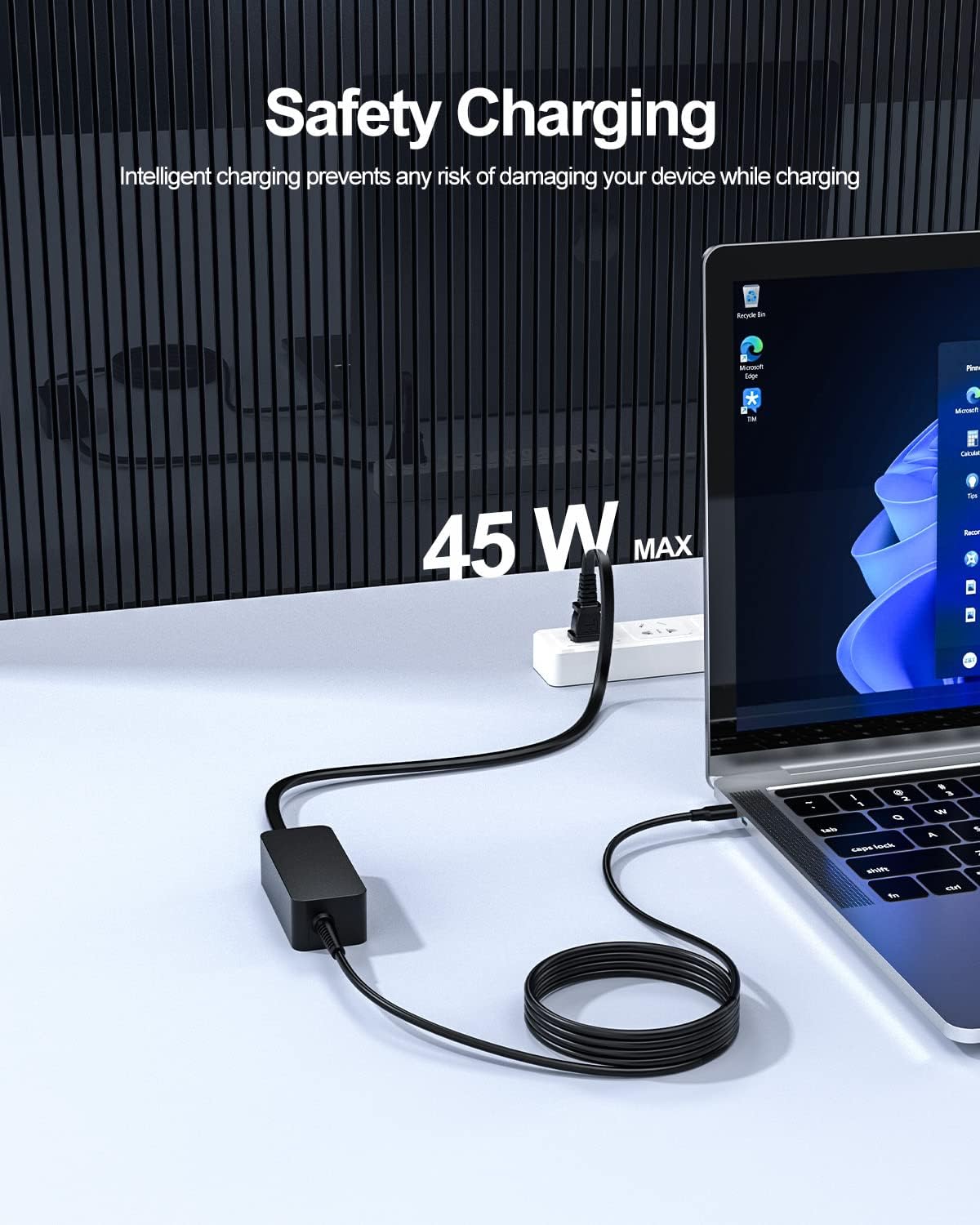 USB C Charger Fit for Lenovo 100e 300e 500e Chromebook Laptop, (UL Certified Safety), 10Ft Length Durable Cable, Portable Design, 45W Fast Charging Adapter