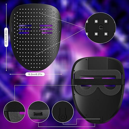Miniatura 3 de Máscara LED con aplicación programable Bluetooth para regalo de cumpleaños, máscara transformadora de cara iluminada LED, máscara Boywithuke para