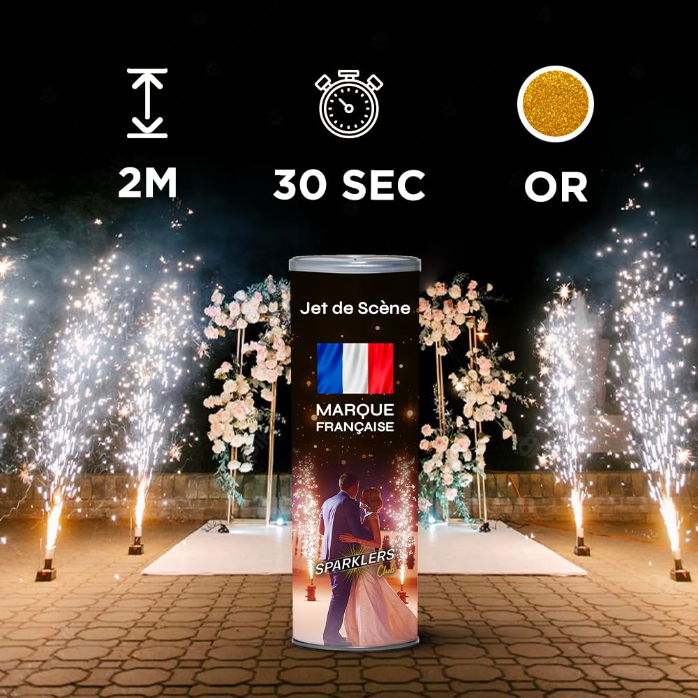 Pack Mariage 4 Déclencheurs + 5 Jets De Scène Or 2 Mètres / 30 Secondes + Télécommande Pour