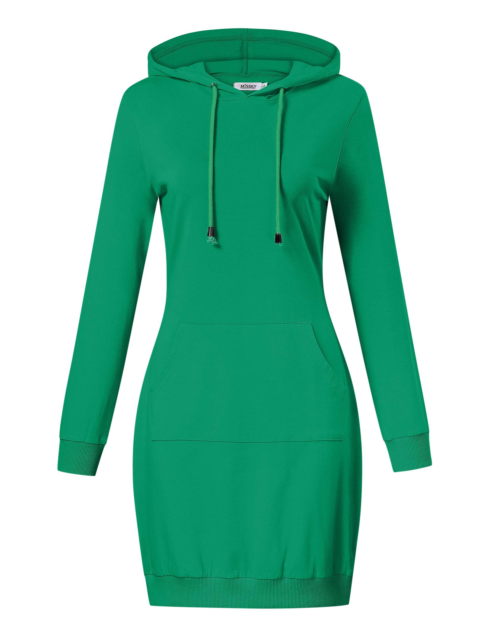 MISSKY Women's Pullover Hooded Kangaroo Pocket Sweatshirt Casual Hoodie Dress