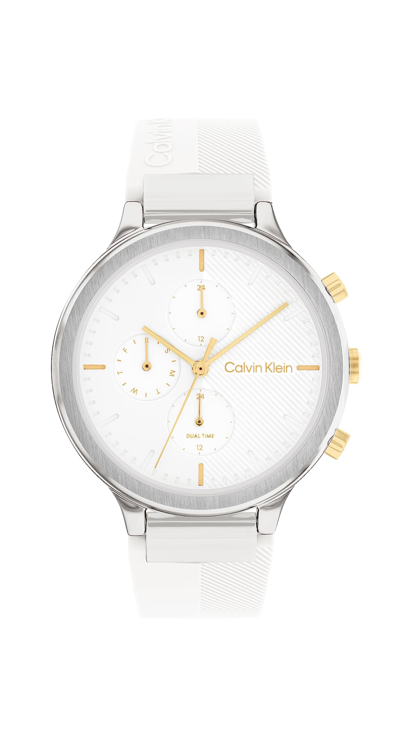 Calvin Klein Analogue Multifunction Quartz Watch for Women Energize Collection with White Silicone Bracelet - 25200244