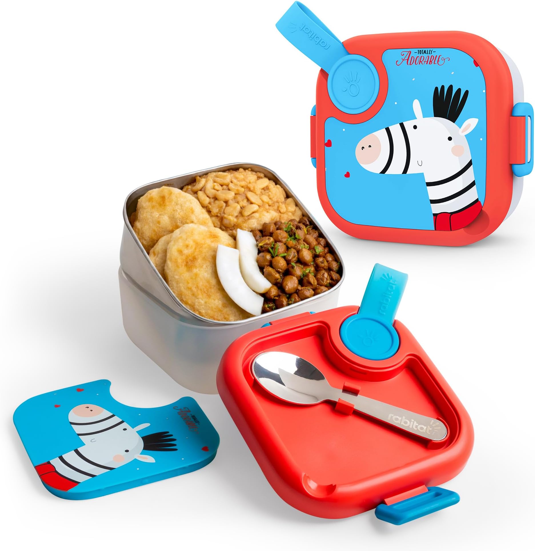 rabitat Lunchmate Mini Stainless Steel Lunch Box 500 ml | 1+1 Year Brand Warranty | Tiffin Box for School | Kanjak Gifts for Girls | BPA-Free Leak-Proof with Spoon | Totally Adorable