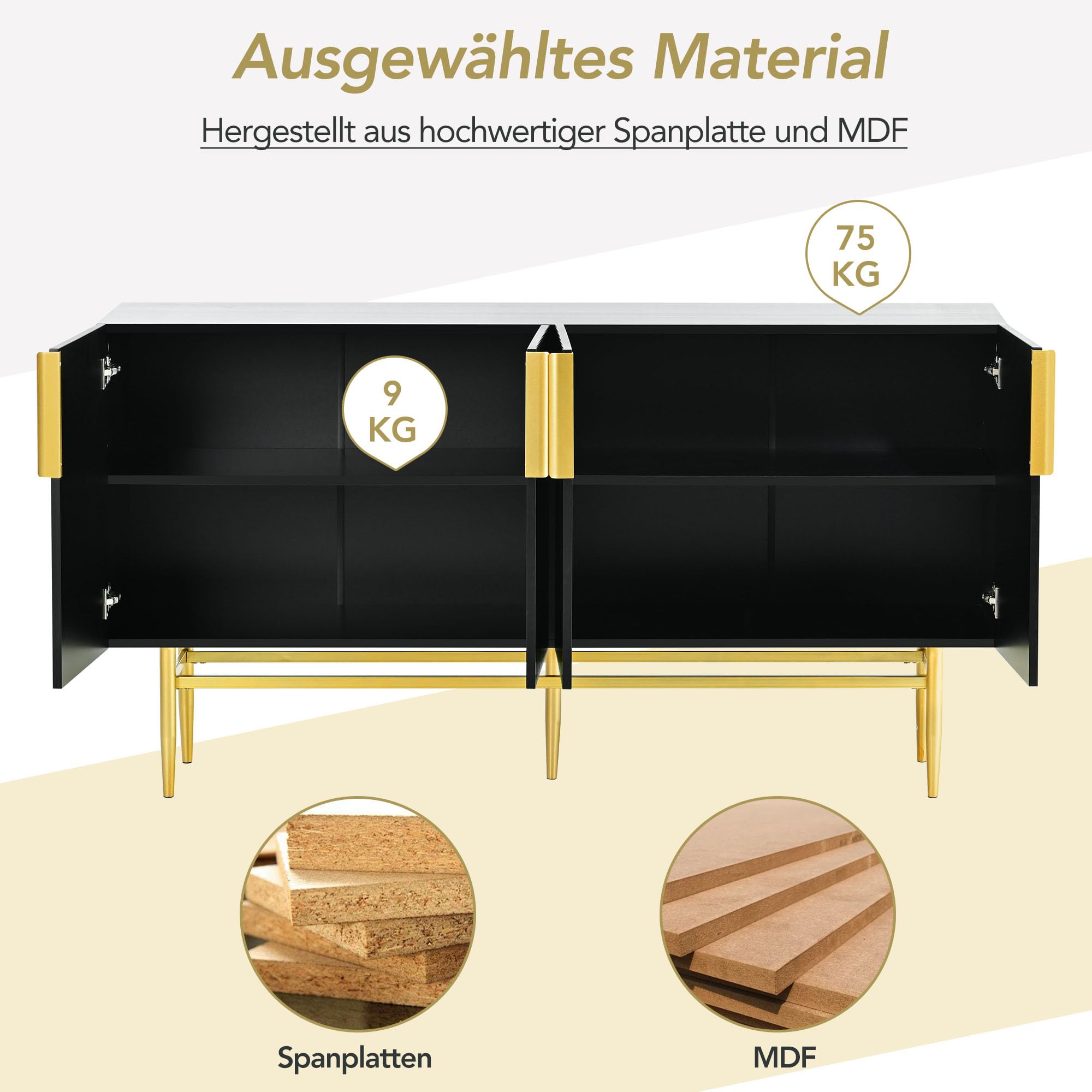 Moderne commode, elegant dressoir met 4 deuren Moderne commode, elegant dressoir met 4 deuren