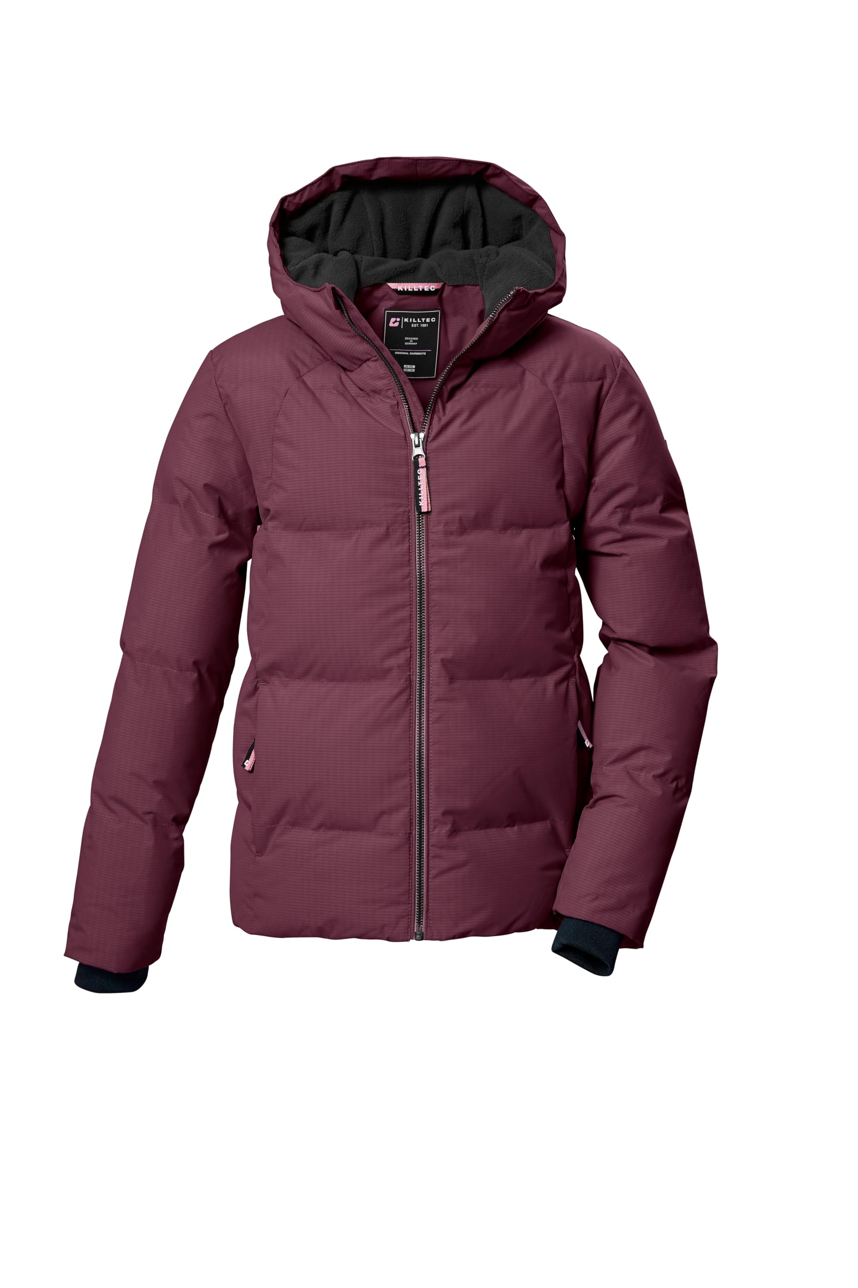 Killtec Niñas Chaqueta invierno acolchada KOW 357 GRLS QLTD JCKT | Chaqueta lluvia infantil con laminado PU, repelente al agua 10.000 mm, cortavientos, capucha, bolsillos con cremallera
