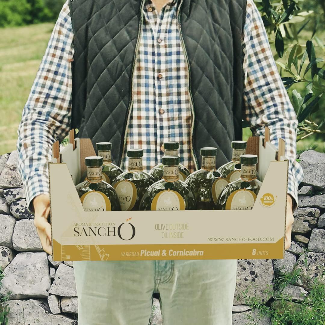 Aceite de oliva virgen extra arbequina pack 6 x 750 ml botella de plástico | aove gourmet aromático extraído en frío | aceite premium español para cocina | sancho la mancha, dop campo de montiel.