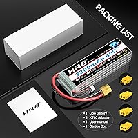 Vista 7 de HRB 4S 3300mAh Lipo Batería 60C 14.8V RC Lipo Paquete de batería con enchufe XT60 Compatible con RC Avión RC Helicóptero RC Car RC Truck RC Barco