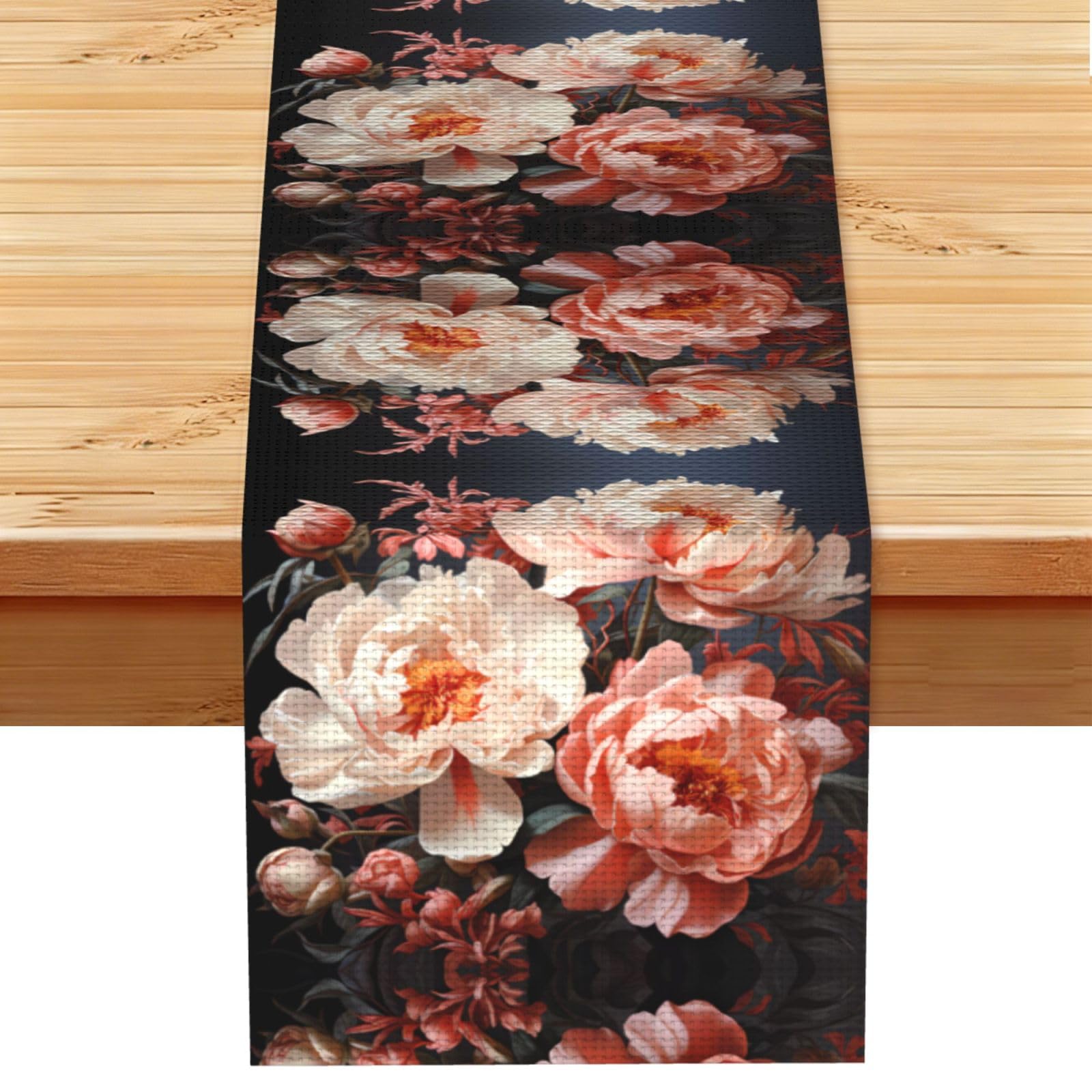 Bright white peonies Table Runner 13x72 Inch Dining Decor
