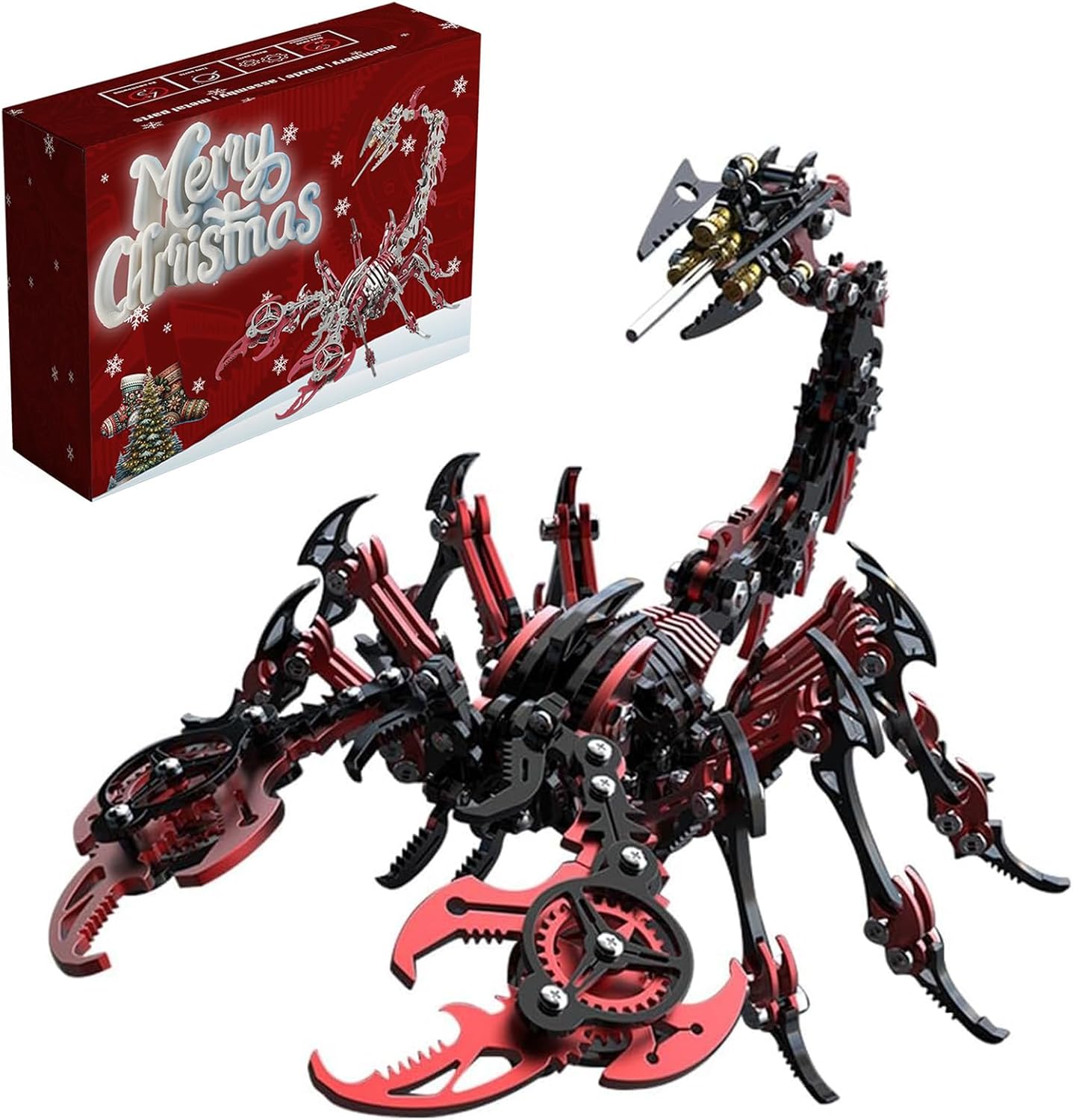 Metalkitor Scorpion 3D Metal Puzzles Kits for Adults – 454 Pcs – Mechanical Assembly Models – 4 Hours to Build – Ideal and Desk Decorations(Red Black)
