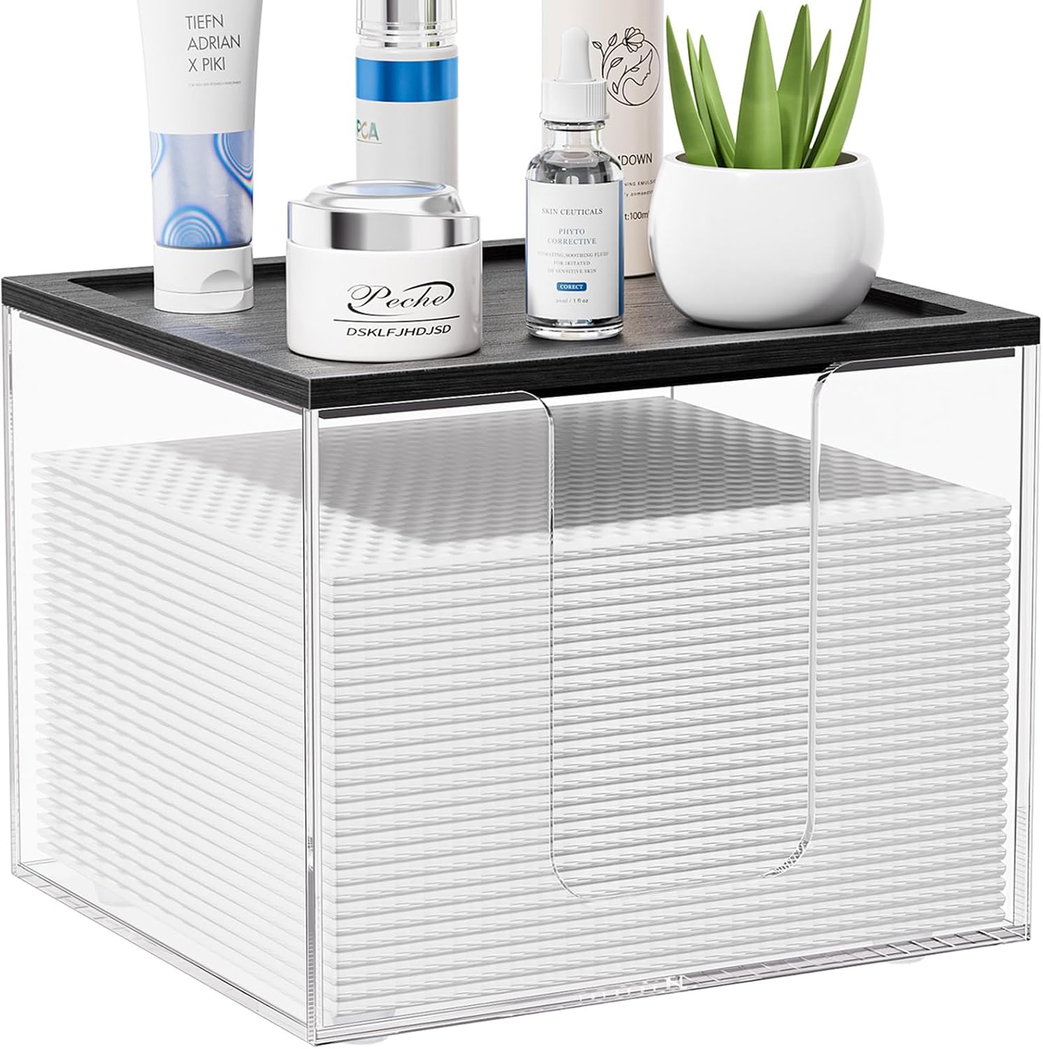 Acrylic Disposable Face Towel Holder Container for Clean Skin Club, Clear