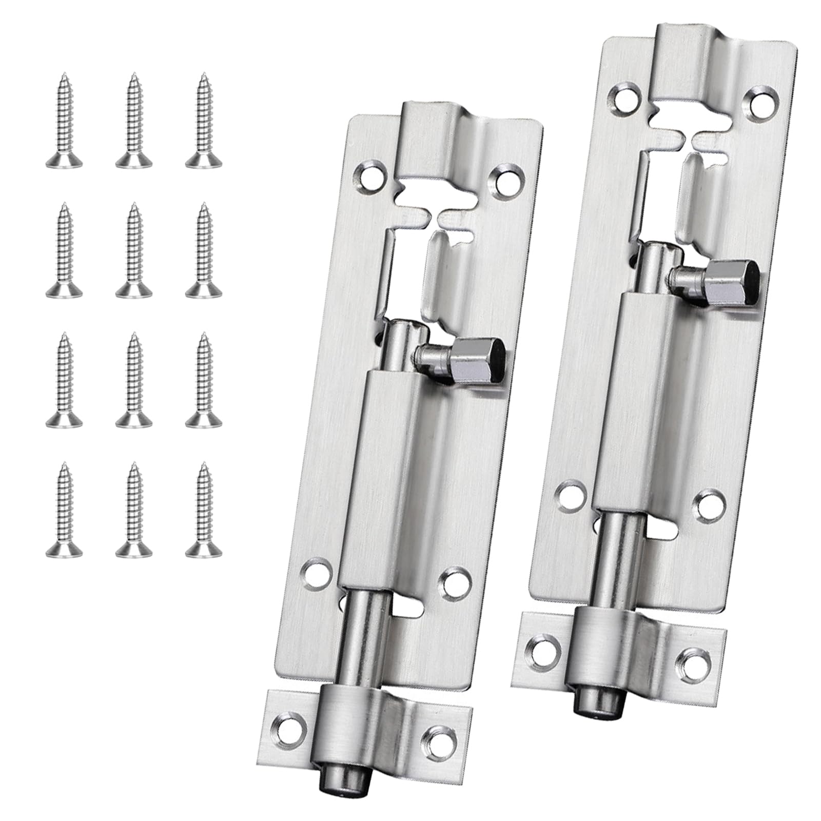 2 Pcs Door Lock Bolt, Door Latch Slide Bolts Lock with Screws,Stainless Steel Bolt Lock for Bathroom Bedroom,Toilet, Shed