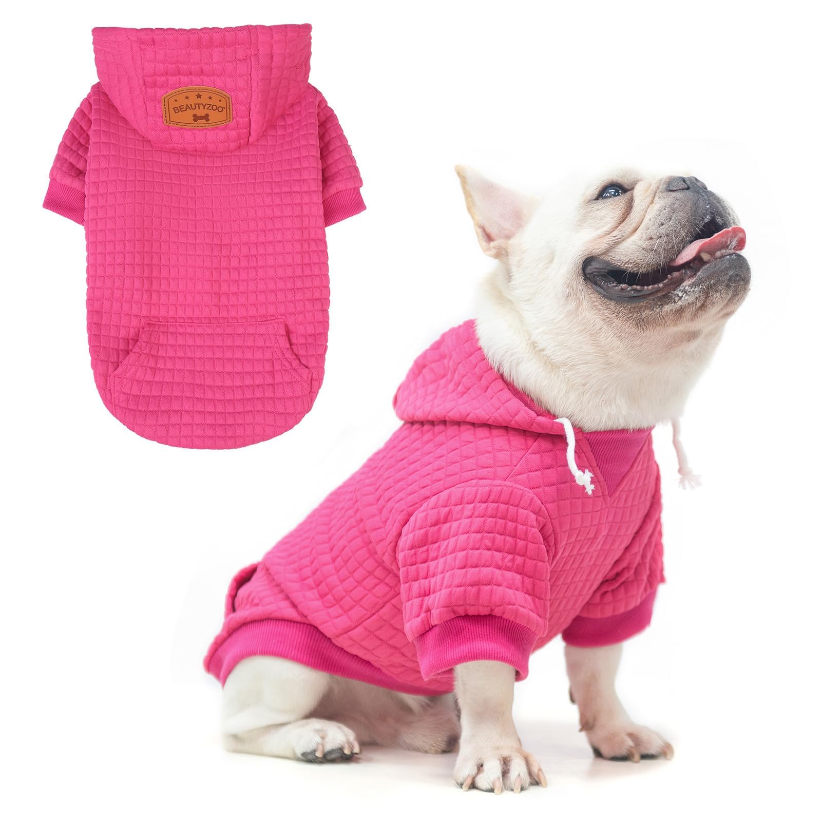 BEAUTYZOO Fleece Hoody Hoodie Soft Warm Winter Clothes for Small, Medium, Large Dog Puppy, Dogs Size S, M, Girl and Boy, Hoodie Sweater with Pocket, for Bulldog