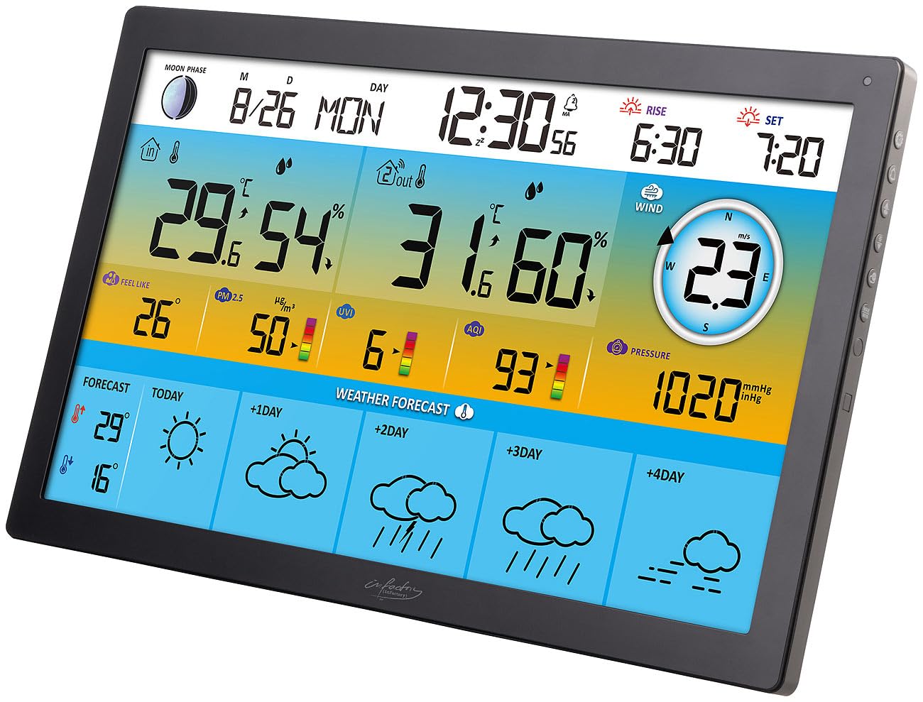 infactory Funkuhr: Jumbo-Funk-Wetterstation mit WLAN, Außensensor, Hygro- und Thermometer (Wetterstation für Gewächshaus, mit Aufzeichnung, PC)