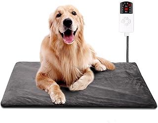 Coussin Chauffant pour Animaux de Compagnie 70x45cm Tapis Chauffant Électrique pour Chien et Chat Tapis Chauffant Étanche avec Minuterie et Thermostat