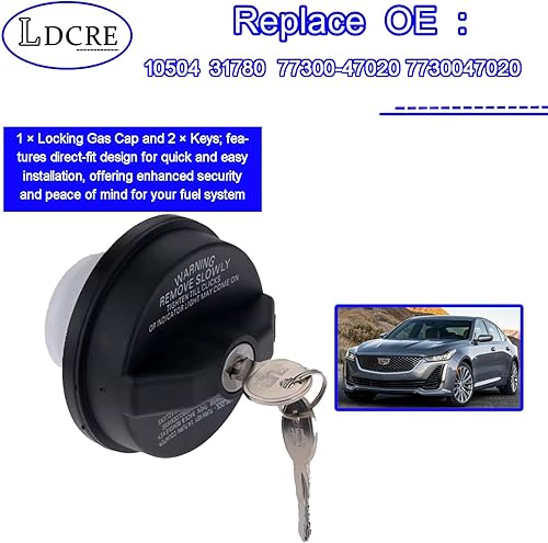 Miniatura 3 de Tapa de gas con bloqueo con 2 llaves, compatible con Chevy Honda, Nissan, Acura, Mazda, Cadillac, GMC Vehicle 4Runner, FJ Cruiser Silverado Camaro y