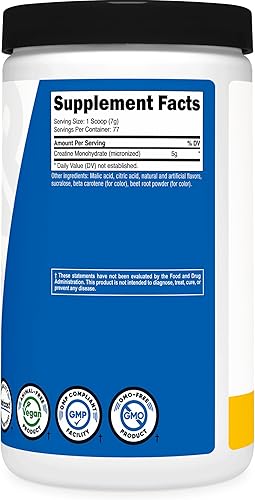 Miniatura 5 de Nutricost - Monohidrato de creatina en polvo (piña y mango, 17.64 onzas500 gramos), suplemento de creatina micronizada, vegano, sin OGM, sin gluten