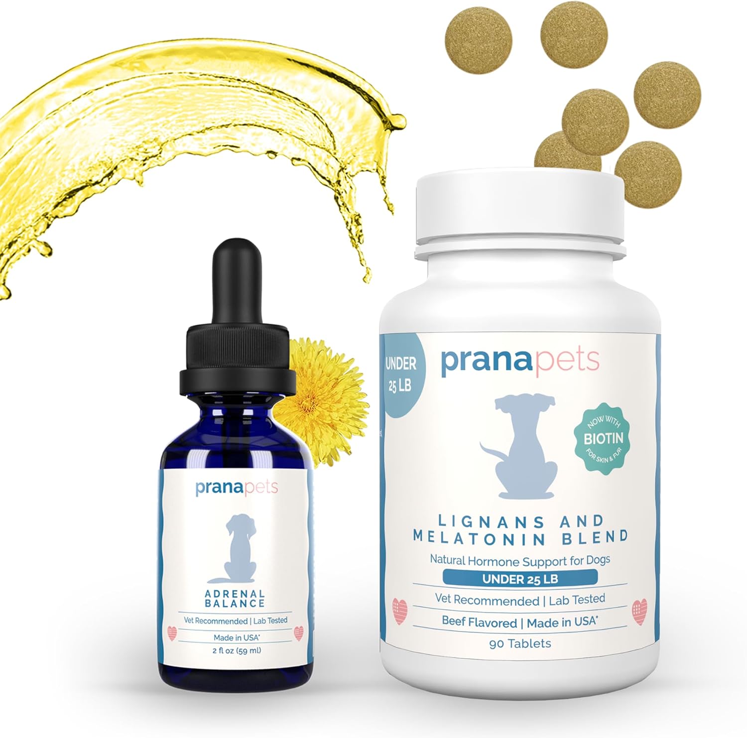 Adrenal Support + Lignans & Melatonin Blend Combo for Dogs UP to 25 lbs.