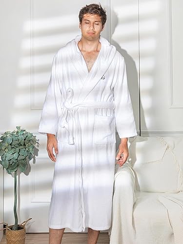 Miniatura 5 de AW BRIDAL 2Pcs Couple Terry Cloth Robes 100% Cotton Hooded Spa Robe for Women Men Wedding Anniversary Engagement Gifts