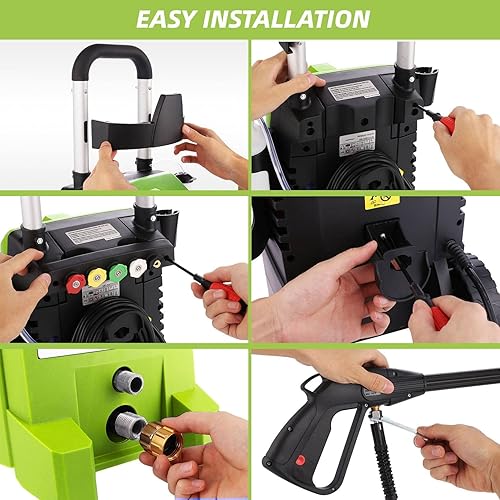 Miniatura 6 de Suyncll - Lavadora eléctrica a presión de 2.9 GPM, lavadora a presión eléctrica con carrete de manguera, 5 puntas de conexión rápida, botella de