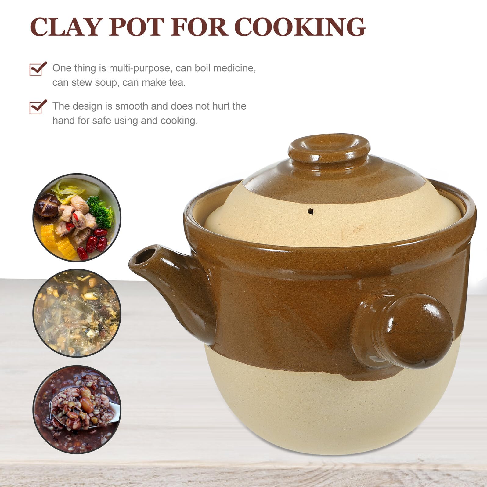 Olla de Cocina de Barro de Cerámica 2l para Hervir Medicina Tradicional Resistente a Alta Temperatura Adecuado para Preparar Sopas