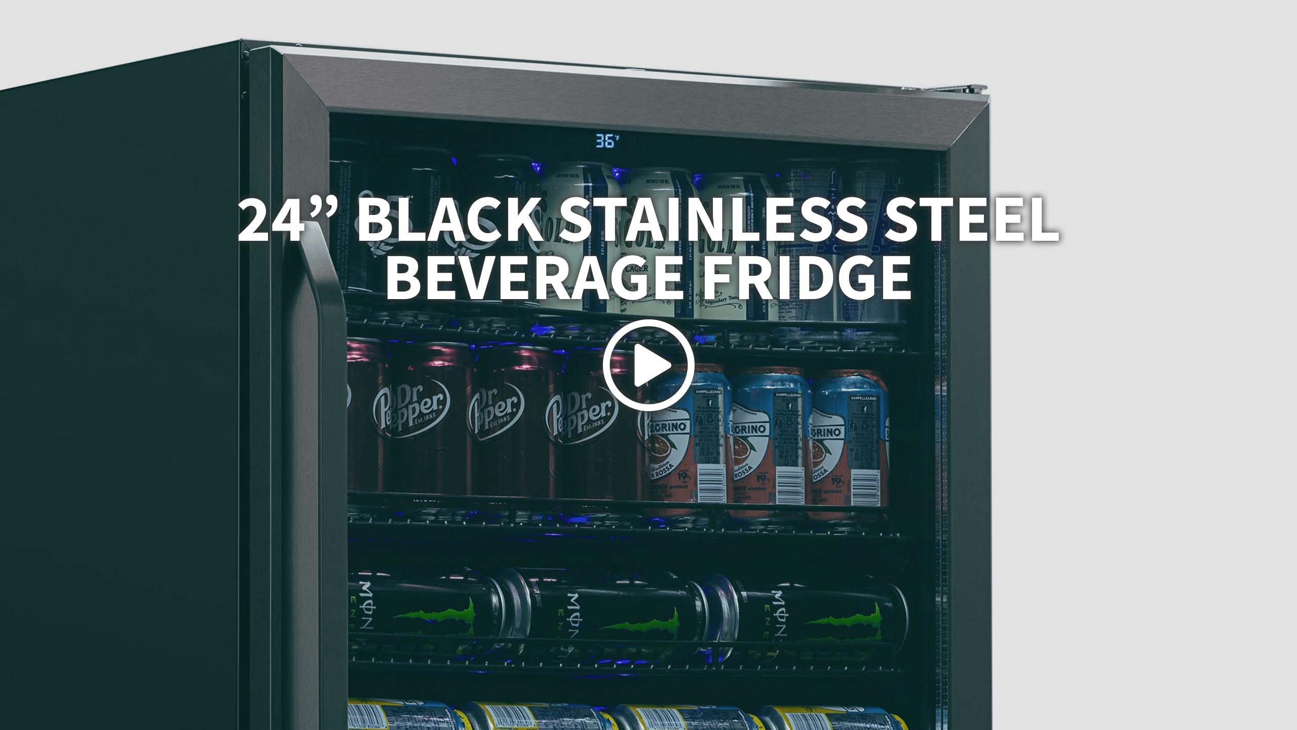 Image of NewAir Beverage Refrigerator with Glass Door | 177 Can Mini Fridge for Bedroom, Dorm, Office, or Gaming Setup | Soda, Beer, and Wine Cooler | Black Stainless Steel