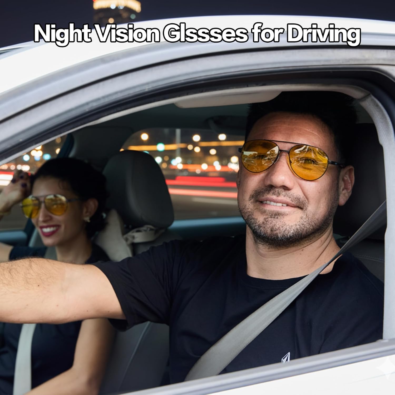 Jefoo Aviator Night Driving Glasses for Men Women, Anti Glare Night Vision Glasses with Polarized Yellow Lens - Image 6