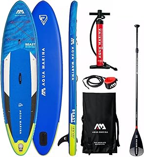 Aqua Marina SUP Board 320x81cm mit Reißverschlussrucksack Double Action-Pumpe Liquid AIR V1 Paddel Einschub-Mittelfinne Sicherheitsleine Blau